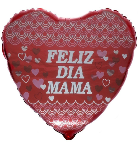 Globo Metalizado 40cm Feliz Dia Mamá Corazon Madre 2 Motivos