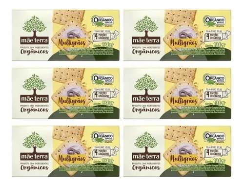 Kit C/6 Biscoito Integral Cracker Multigrãos 130g Mãe Terra