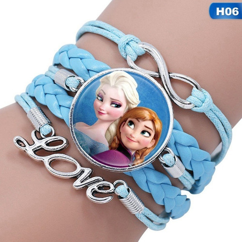Pulsera Frozen Elsa&ana Brazalete Color Celeste+10 Stickers 