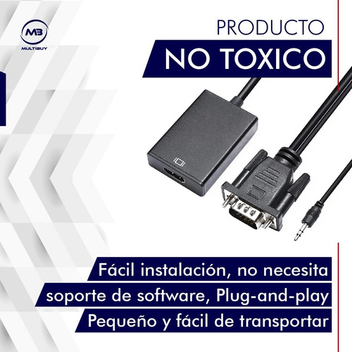 Cable Adaptador Conversor Vga A Hdmi Full Hd + Audio + Usb