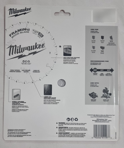 Disco P/madera 7 1/4 C/24dientes Milwaukee