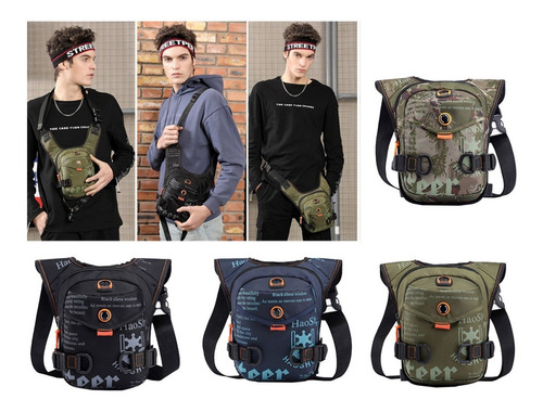 Piernera Muslera Pechera Hao Mochila Campismo Moto Casual Color Azul