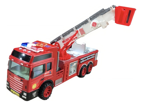 Camion Bombero A Friccion Escalera 360° Telescopica 31cm Color Rojo