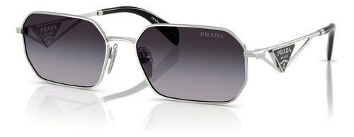 Óculos De Sol Prada Catwalk Prata Pra51s 1bc90a-58 Lente Cinza