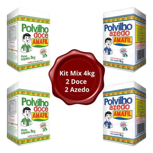 Kit Polvilho Doce E Polvilho Azedo Amafil 2kg Cada - 4kg