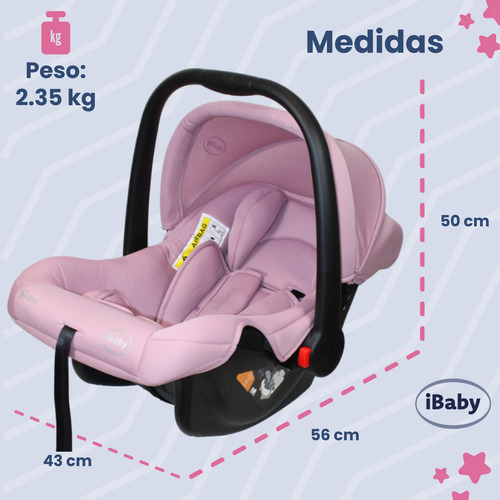 Autoasiento Porta Bebé Grupo 0+ Portaré Ibaby 3 En 1 - Rosa Portaré Rosa