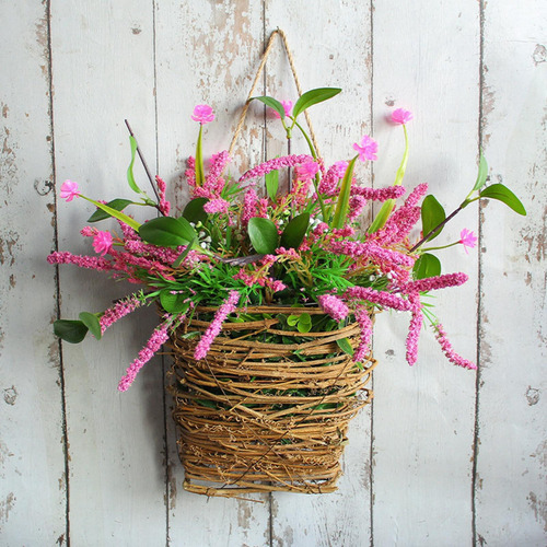 Cesta De Flores De Primavera Puerta Delantera Cesta De