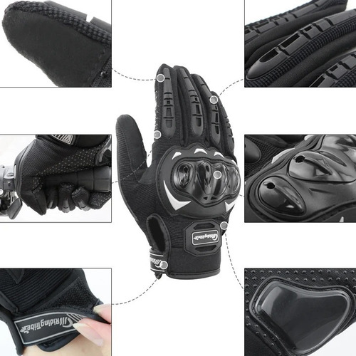 Imagen 2 de 6 de Guantes Moto Deportivo Con Proteccion Nudillos Negro