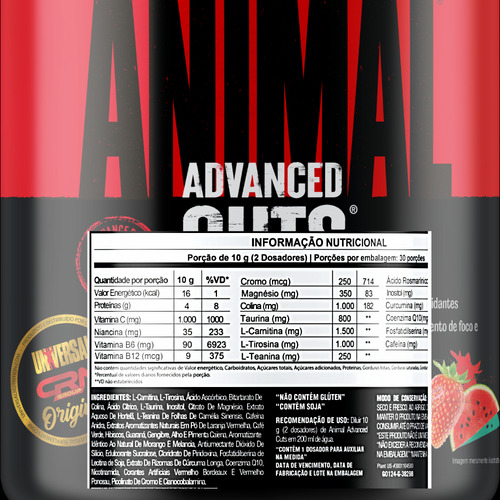 Suplemento termogénico y preentrenamiento con sabor a fresa y sandía de Universal Nutrition, 300 g Animal Cuts