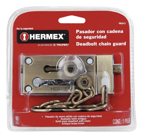 Pasador Puerta Pestillo Con Cadena Cerrojo Laton 43708