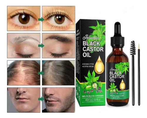 Aceite De Ricino Negro, Cabello Fuerte, Mejorar El Frizz