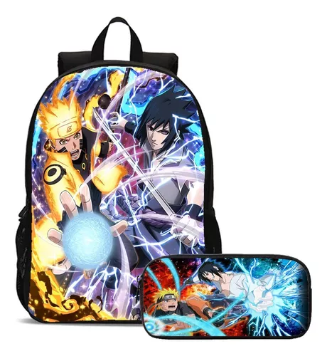 Kit mochila e estojo - Sasuke Uchiha desenho anime naruto tamanho