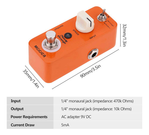 Pedal De Efeito De Guitarra Mooer Phaser Guitar Bypass True