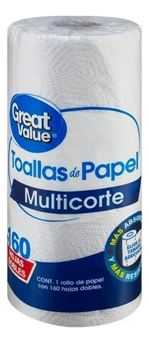 13 Pzas Toallas De Papel Great Value Multicorte 160 Hojas Do