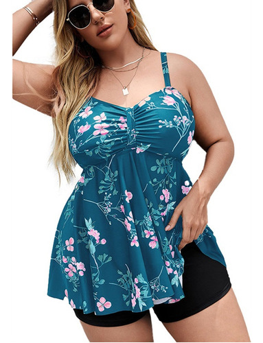 Bikini Cintura Alta Floral Para Mujer Bañador Talla Grande