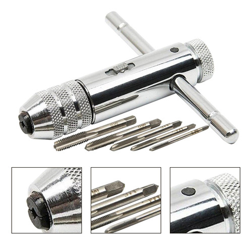 Llave De Trinquete Ajustable Para Machuelos Con Mango T