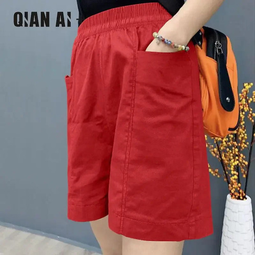 Pantalones Cortos Rectos Casuales De Algodón De Talla Grande