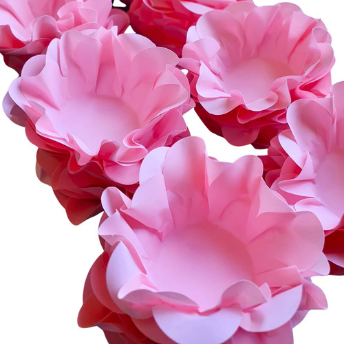 40 Forminhas Para Doces Finos Casamento - Modelo Flor Cor Rosa Aqua