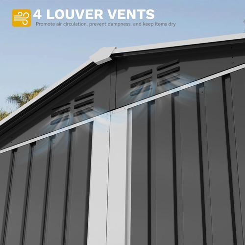 Cobertizo Dwvo 6x4 Pies Para Exteriores Con Ventana Gris Oscuro