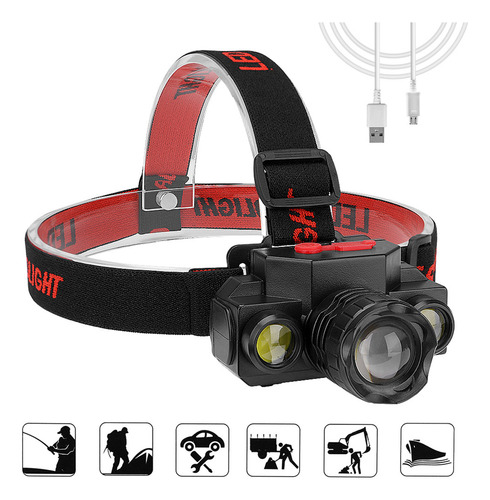 Linterna Led Recargable Usb Para Faros Delanteros Torc