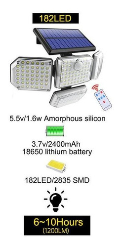 Iluminacion Exterior Led Jardines, Mxnsr-002, 2pzas, 182led Carcasa Negro Luz Blanco frío