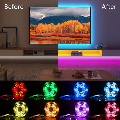 Cinta Led 5050 Rgb Usb 3m De Fondo Para Tv Y Pc Con Control