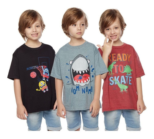 Kit 3 Camisetas Masculina Infantil Atacado Promoção 