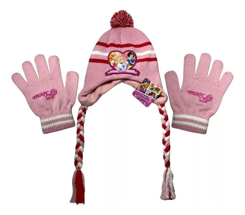 Kit Inverno Infantil Princesa Disney : Touca / Gorro + Luvas