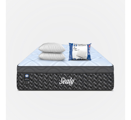 Colchón Sealy Individual Cranstone Cushion Foam Posturetech Con Soporte Lumbar + 2 Almohadas Active