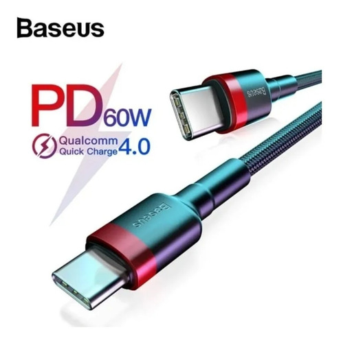 Cable De Datos Tipo C A Tipo C /baseus Carga Rapida 2 Metros