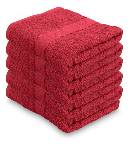 Gila Toalla Para Manos De Algodón Essentials I Paquete De 5 Color Rojo Lisa