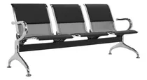 Comprar Banca Tandem 3 Plazas Sala De Espera Hospital Consultorio Estructura Plata Asientos Negro