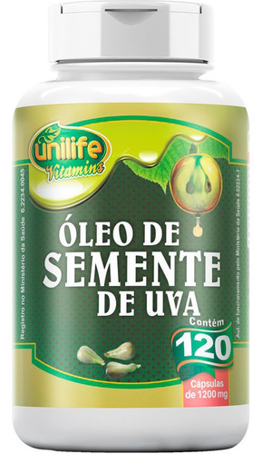 Semente De Uva Resveratrol 120 Cápsulas 1.000mg Unilife Sabor Sem Sabor