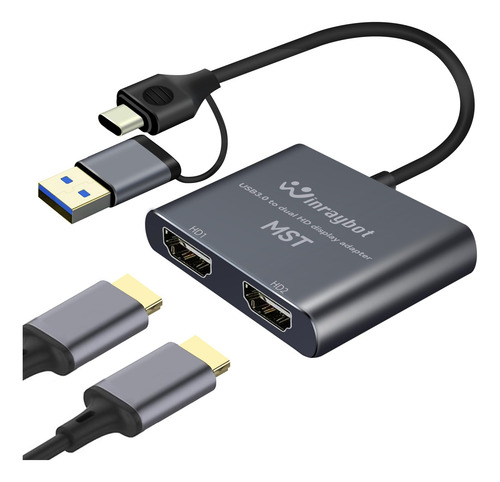 Adaptador Usb A Hdmi, Usb A Hdmi Para Adaptador De Doble Mon