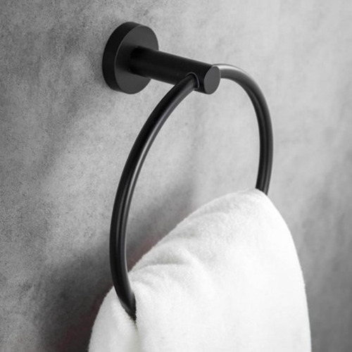 Imagen 2 de 4 de Aro Toallero Para Baño Negro Mate
