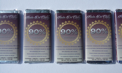 Imagen 4 de 5 de Chocolate (100gr) 90% Sin Azucar Cacao Vegan Keto Stevia