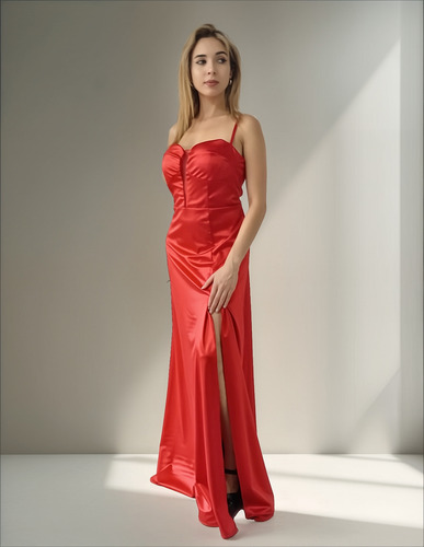 Vestido Largo Saten Sensual Juvenil Talle Grande Moda Pasion
