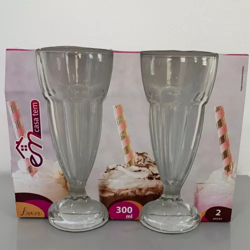 Kit Jogo 2 Taças 300ml Paras Sobremesa Sorvete e Milk Shake em