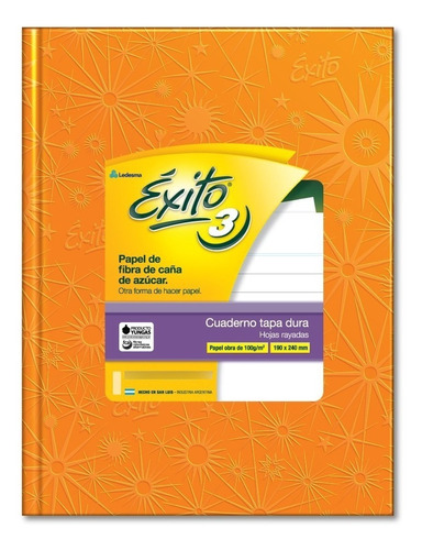 Cuaderno Tapa Dura Rayado 48 Hojas Exito E3 Naranja 19x24cm