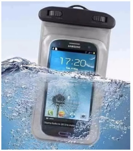 Capa Case De Celular A Prova D'água Piscina Praia Protecao Cor Preto Liso