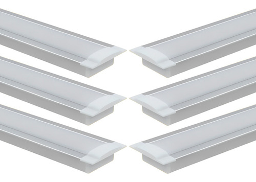 6 Barras 2m Perfil Slim Marcenaria Aluminio Embutir Moveis