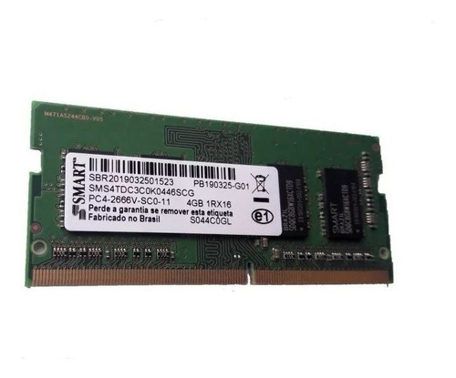 Memória Notebook Ddr4 4gb 1rx16 Pc4 2666v Smart 