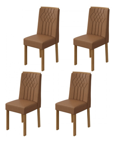 Kit 4 Cadeiras Exclusive Amêndoa Clean/corino Caramelo