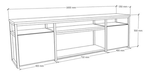Imagen 2 de 6 de Mueble Rack Tv Industrial Hierro Madera 160x35x50 Puertas