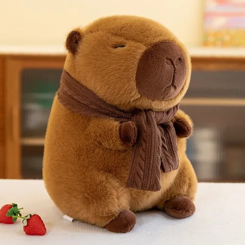 ** Boneca De Pelúcia Capivara Com Cachecol Realista,
