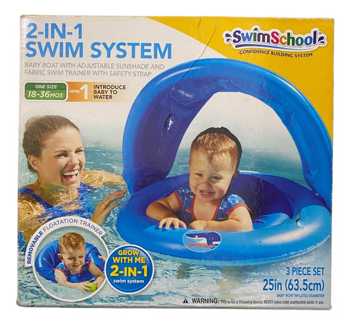 Flotador Bebe 2 En 1 Toldo Y Chaleco De Entrenamiento Azul