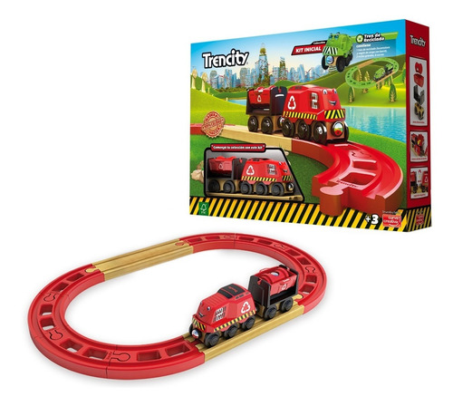 Trencity Tren De Madera Magnético Vias Kit Inicial 15 Piezas