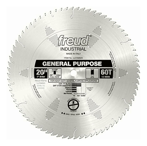 Freud Lu72m020 20-inch 72 Tooth Atb General Purpose Saw