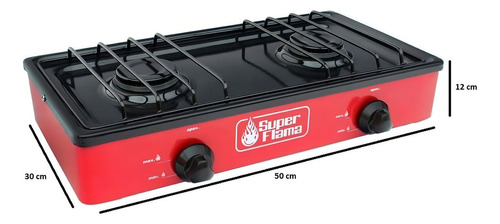 Parrilla De Gas Con 2 Quemadores Acero Super Flama 2q-r Ci Color Rojo