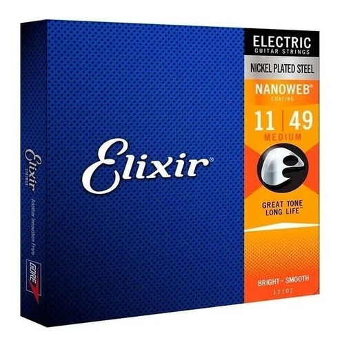 Encordoamento P/ Guitarra Elixir 011 Medium Nanoweb Nickel